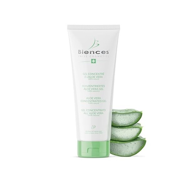 Biences Swiss Cosmetics - Gel à lAloe Vera Visage et Corps - Certifié 100% Naturel - Convient à Toutes les Peaux, Adapté aux