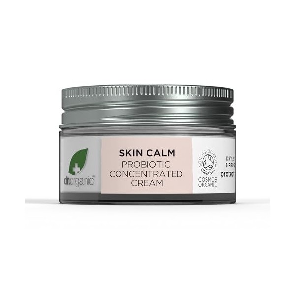 Crème Concentrée Probiotique Dr Organic Skin Calm, Pour les Rougeurs, Peau Sèche, Sensible et Irritable,Testé Dermatologiquem