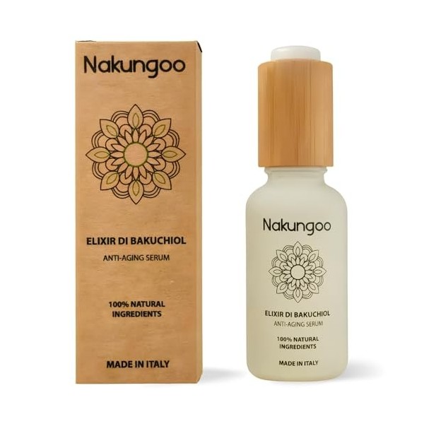 NAKUNGOO Elixir de Bakuchiol Alternative Vegane au Retinol Vitamine A | Serum Visage Anti Imperfections Rides et Taches Fab