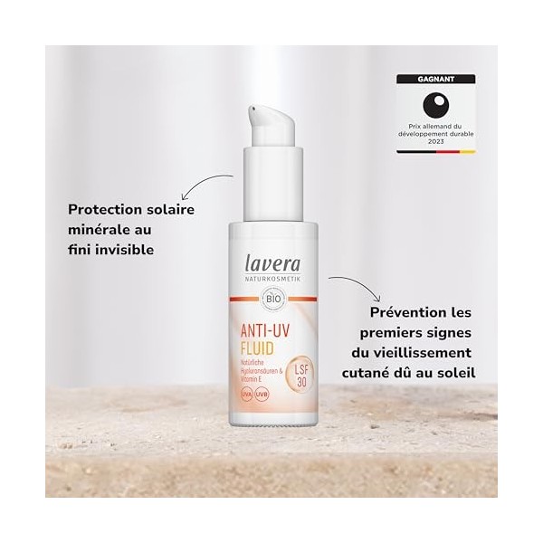 lavera Fluide solaire anti-UV SPF 30 - protège contre les rayons UV - protection minérale - contre le vieillissement cutané d