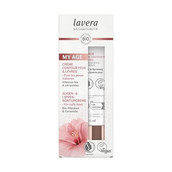 lavera MY AGE Crème contour yeux & lèvres - atténue les rides & ridules - raffermit le contour des yeux & des lèvres des peau