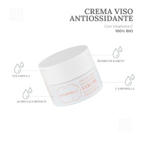 Crème Visage Antioxydante Éclaircissante Vitamine C Bio et Vegan avec Vitamine C, Acide Hyaluronique, Beurre de Karité, Camom
