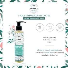 SANAKA BIO Huile démaquillante et Crème de nuit au CBD, Routine de nuit apaisante, Nettoyant, doux, hydratant. Huile de Chanv