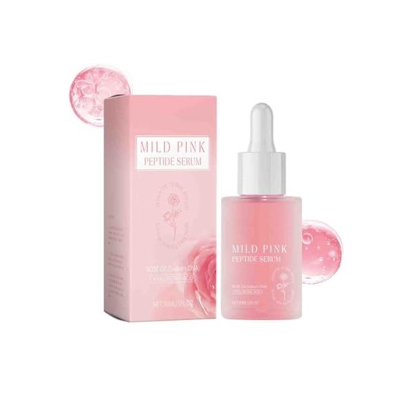 Rose Pink Peptide Serum, Mild Pink glow serum, Peptide, Niacinadmie, Hydrating & Moisturizing & Firming, Uneven Skin Tone, Po