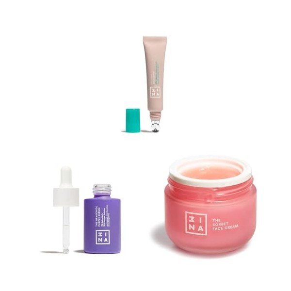 3INA MAKEUP - The Cool Eyes Cream + The Bakuchiol Purple Serum + The Sorbet Face Cream - Contour des Yeux - Bakuchiol Serum V