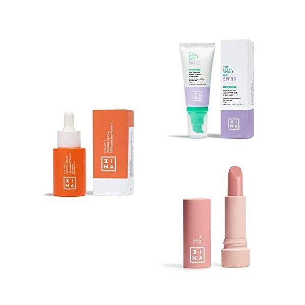 3INA MAKEUP - Vegan - The Vit C Orange Serum + The Every Single Day SPF50 + The Lip Balm - Skincare Set