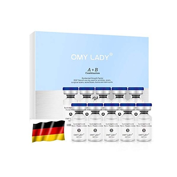 OMY LADY Lot de 10 ampoules de sérum EGF - 3 ml - Pour réparer lacné et les cicatrices chirurgicales, les rides, les brûlure