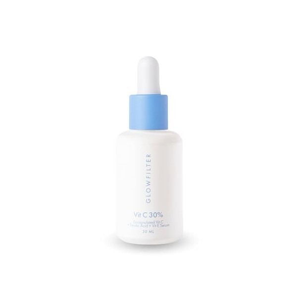 Glowfilter Sérum pour le Visage avec 30 % de Vitamine C Acide Férulique et de la Vitamine E - Antioxydant et Anti-âge - Pou