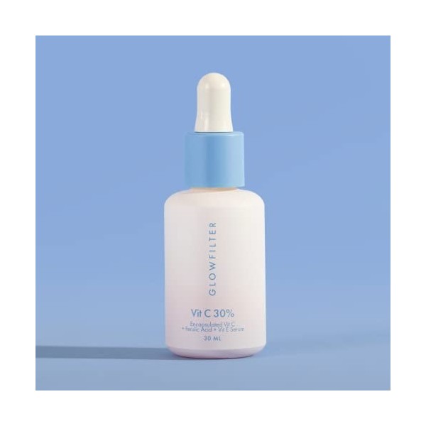 Glowfilter Sérum pour le Visage avec 30 % de Vitamine C Acide Férulique et de la Vitamine E - Antioxydant et Anti-âge - Pou