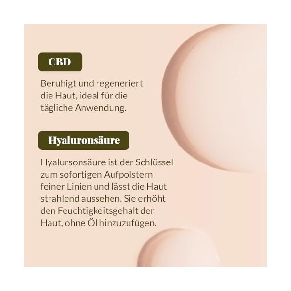 Sérum Visage vegan avec CBD et acide hyaluronique 30ml - Testé dermatologiquement, classé "EXCELLENT" - Cosmétiques au CBD sa