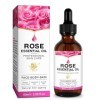 QUROMOJY Rose Oil Cheveux et Visage,Rose Essential Oil for Hair,Huile Rose Musquée Bio,Huile de Rose Essentielle,Hydrate et r