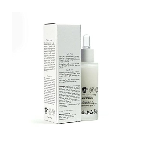 Sérum pour le visage Dermorevita avec lait dânesse biologique et bave descargot BIO, gel daloès BIO, huile de rose musquée