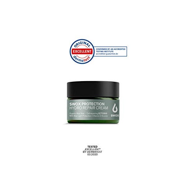 SWOX Hydro Repair Crème à laloe vera bio, à lacide hyaluronique et à lECTOIN® - Dermatest EXCELLENT - Crème de jour hydrat