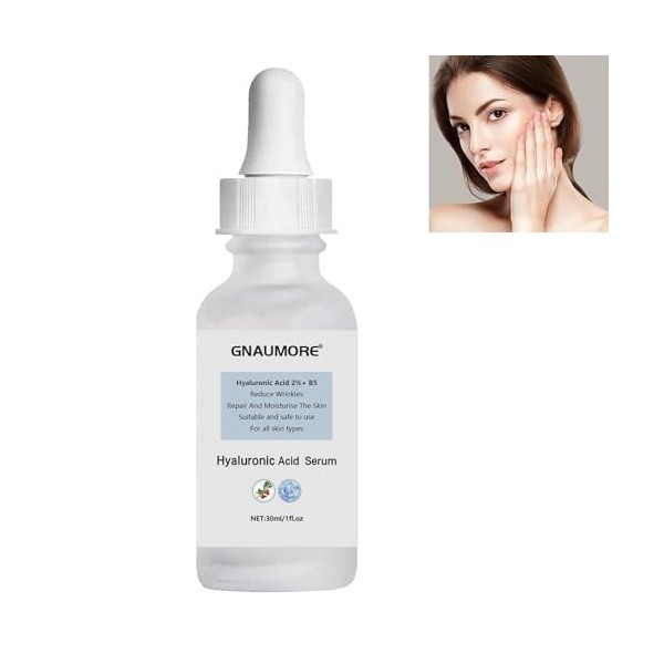 Acide Hyaluronique 2% + B5,Acide Hyaluronique Serum,B5 Hyaluronique Serum,Sérum pour le Visage Acide Hyaluronique,Visage Bio 