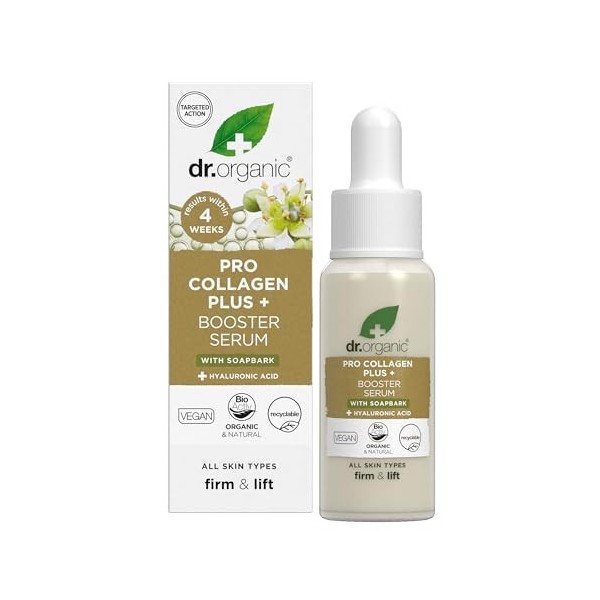 Dr Organic Pro Collagen Booster Sérum, Acide Hyaluronique, Lisse les ridules et les rides, Anti-âge, Raffermissant, Léger, Vé