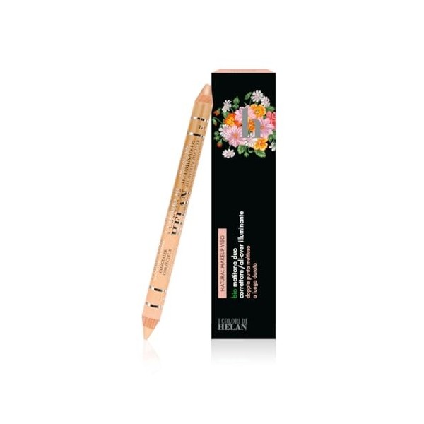 Helan I Colori di Helan - Crayon Bio 2en1 Argent Clair, Correcteur dImperfections + Illuminateur Visage Naturel, Crayon Doub