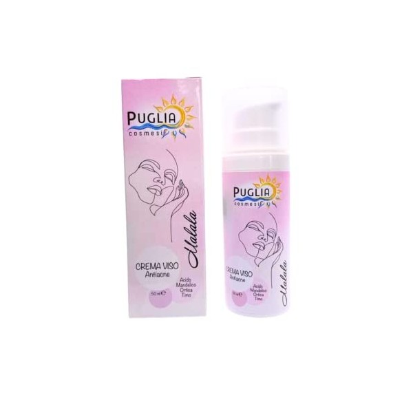 Puglia Cosmesi Bio Malala Acne Pimples Face Cream, pour les peaux grasses et acnéiques, avec acide mandélique, ortie et thym,