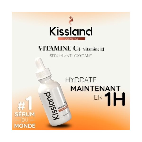 30ml. BIO Sérum Visage à la Vitamine C/E - Anti-rides, Anti-taches, Anti-âge et Hydratant - Soin Visage Végétalien - Idéal Ég