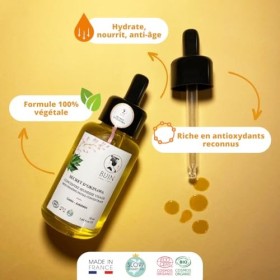 Huile de soin anti-âge, anti-rides, nourrissante, apaisante visage 50ml - riche en antioxydants de Getto et Ashitaba - Concen