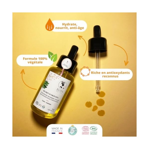 Huile de soin anti-âge, anti-rides, nourrissante, apaisante visage 50ml - riche en antioxydants de Getto et Ashitaba - Concen