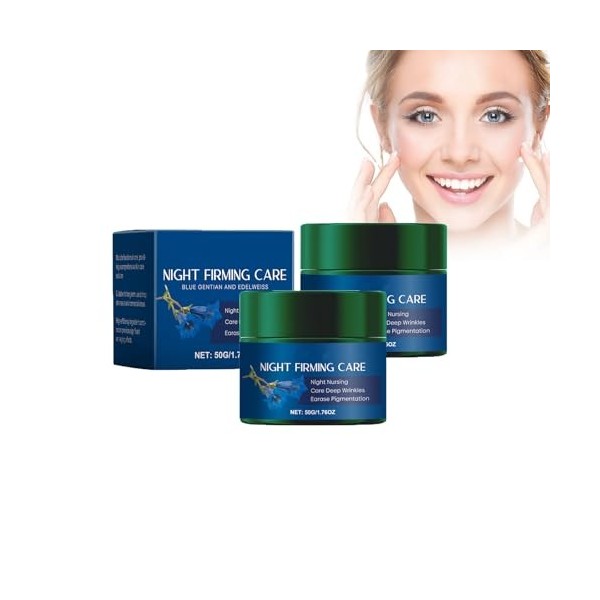 Dyceittdia 2pcs Crème à la Gentiane Bleue, Crème Raffermissante bio, Gentiane Bleue & Edelweiss, Crème Hydratante, Soin doux 