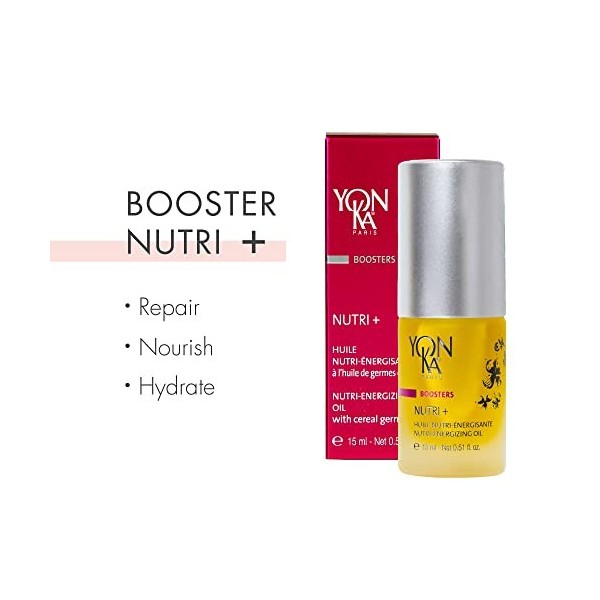 Booster Nutri+ Yonka 15ml - Fluide Revitalisant Anti-Âge - Suractive le Traitement Jour et Nuit, Nourrit et Revitalise les Pe