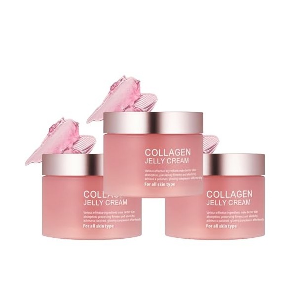 QASKLBN Collagen Jelly Cream, crème gelée coréenne au collagène, Riche en niacinamide et collagène hydrolysé lyophilisé, adap