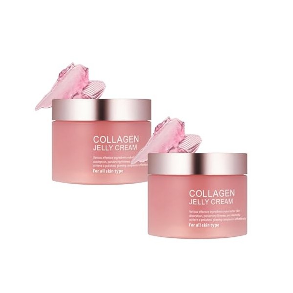 QASKLBN Collagen Jelly Cream, crème gelée coréenne au collagène, Riche en niacinamide et collagène hydrolysé lyophilisé, adap