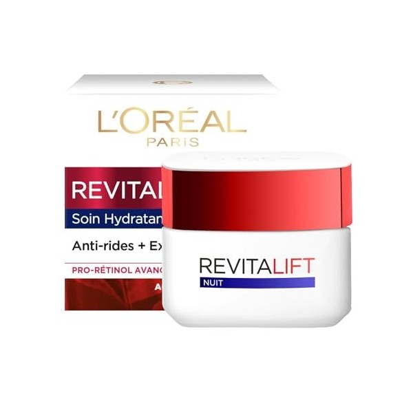 LOréal Paris - Soin Nuit Hydratant Visage Anti-Âge - Crème Anti-Rides, Extra-Fermeté & Tonifiante - Enrichi au Pro-Rétinol &