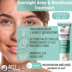 Creme Visage Peau Grasse Avec Acide Salicylique Acide Mandélique Crème de Nuit Hydratant Exfoliant pour le Visage Anti Points