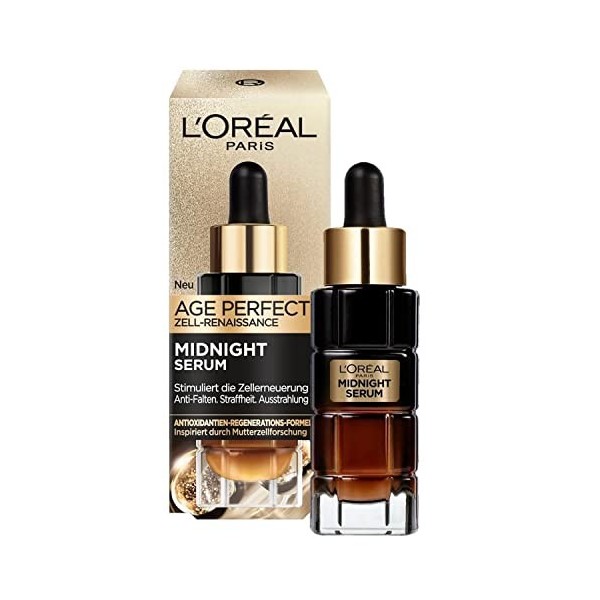 LOréal Paris Sérum de nuit anti-âge pour favoriser la régénération cellulaire, avec antioxydants et vitamine E, sérum Age Pe