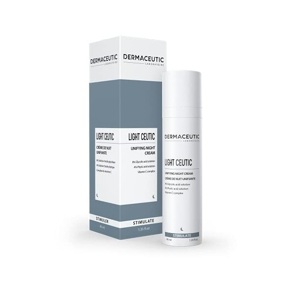 Light Ceutic de Dermaceutic - Crème de nuit unifiante contenant de lAcide Glycolique en solution, de lAcide Phytique en sol