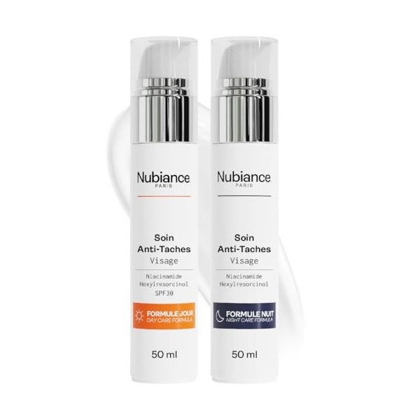 NUBIANCE - Crème Anti-Taches HRB-3: Correcteur dHyperpigmentation, Jour & Nuit - Unifiant, Hydratant SPF30, Peau Noire & Mix