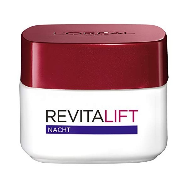 LOréal Paris Soin de nuit Revitalift, soin du visage anti-âge, anti-rides et extra fermeté, pro-élastine et huile de noyau d