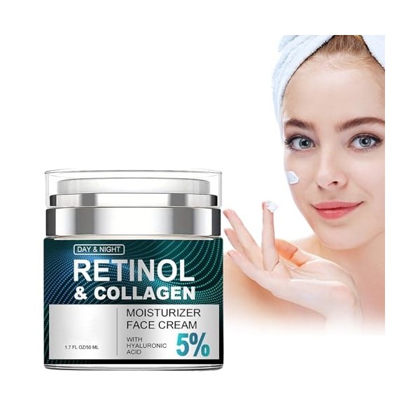 Crème Hydratante Visage Nuit avec Rétinol, Retinol Moisturizer Cream, Crème pour le Visage Anti-âge au Rétinol, Crème Anti-Ri