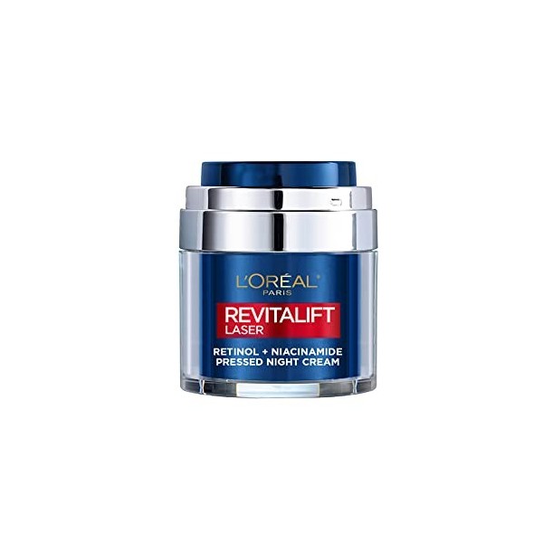 LOréal Paris - Press-Crème - Soin de Nuit Anti-Âge au Rétinol Visage & Cou - Teint Homogène & Peau Raffermie - Au Rétinol et