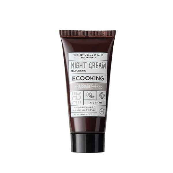 Ecooking Crème de nuit sans parfum 15 ml - Formule lissante pour la peau pour réduire les rides et ridules - Crème de nuit no