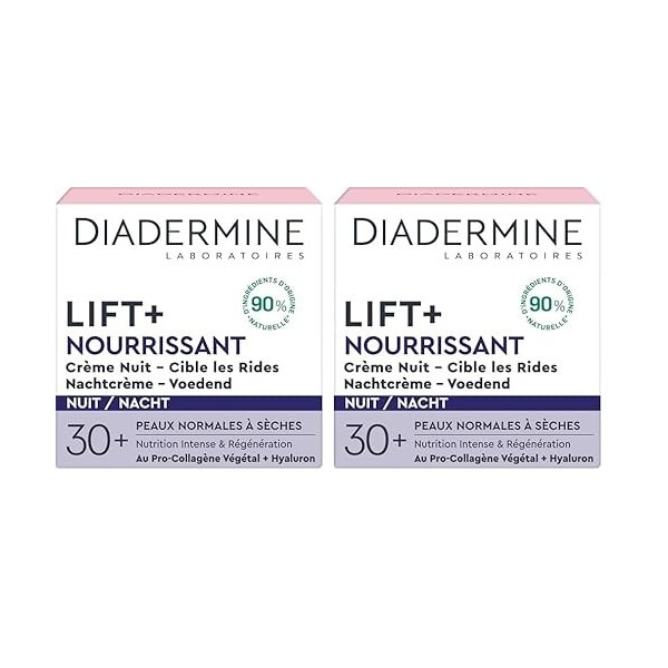 Diadermine - Lift+ - Nourrissant - Crème de Nuit Anti-Rides Ultra Fermeté - 50 ml Lot de 2 