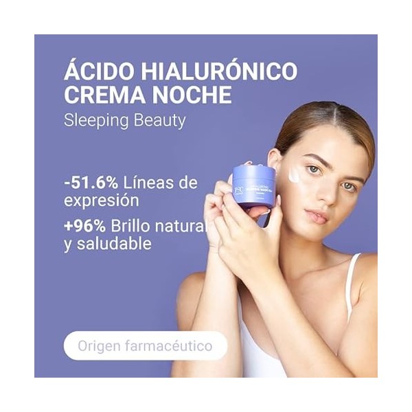 PFC Crème de Nuit à Lacide Hyaluronique. 50 ml. Anti-Âge. Crème Anti-Rides. Réparatrice et Régénérante, Hyper nourrissante. 