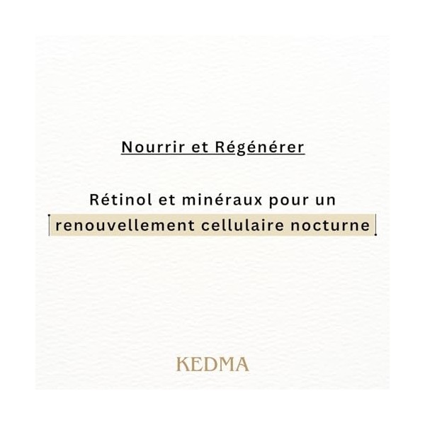 Kedma - Crème de Nuit Intensive aux Minéraux de la Mer Morte et Rétinol - Anti-Rides et Nourrissante - Pour Tous Types de Pea