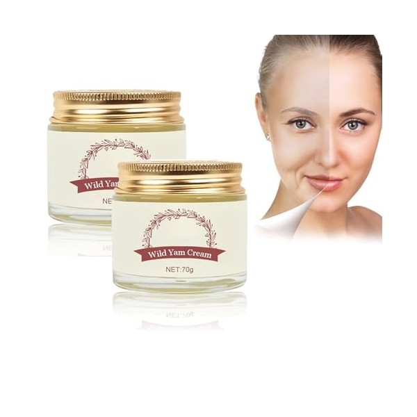 Pemarlis 2pcs*70g Crème Digname Sauvage,Crème bio Wild Yam - Utilisation sur tout le corps,Crème de Racine Digname Sauvage 