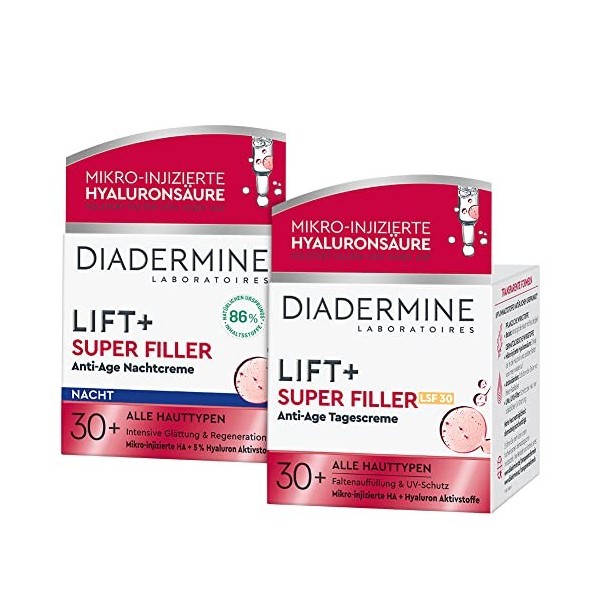 DIADERMINE Lift+ Crème de jour Super filler LSF30 50 ml & Lift+ Crème de nuit Super filler - Soin anti-âge - 50 ml