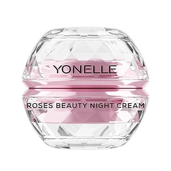 Yonelle Roses - Crème de nuit saturée de roses - Crème anti-rides et anti-âge avec roses et vitamine C - Crème de nuit pour l