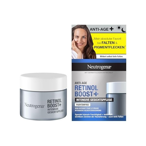 Neutrogena Retinol Boost+ Soin intensif du visage 50 ml - Crème riche anti-âge avec rétinol pur - Pour une peau plus lisse 