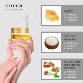 Dead Sea Collection Crème de nuit anti-rides pour le visage avec rétinol - Anti-âge - Soin de la peau aux minéraux marins - C