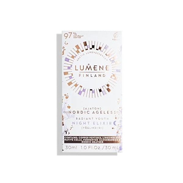 LUMENE Nordic Ageless [AJATON] Radiant Youth Night Elixir Sérum anti-rides pour une peau plus ferme, végétalien 30 ml