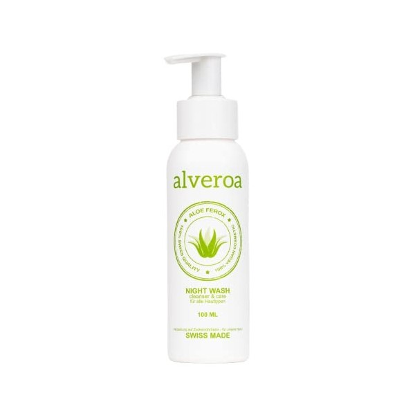 Alveroa Soin de nuit - Nettoyant innovant pour le visage à laloe vera - Anti-boutons - Contre les impuretés - Cosmétique nat