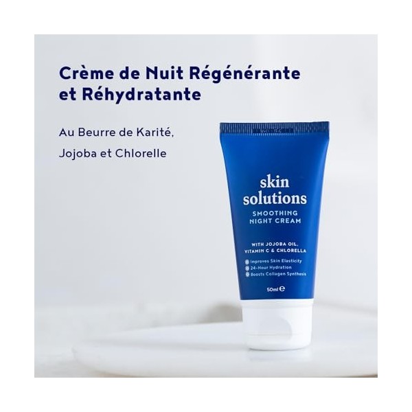 Creme Anti Rides Femme Creme de Nuit 50ml, Enrichie en Beurre de Karité + Vitamine C + Huile dAvocat + Huile de Jojoba - Cre