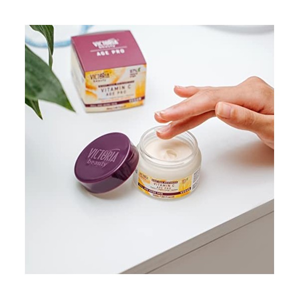 Victoria Beauty Crème de nuit à la vitamine C, crème anti-âge pour le visage contre les rides et les cernes, crème au squalan