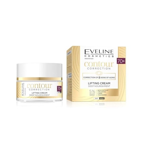 Eveline Cosmetics Correction des contours - Crème anti-âge avancée pour peaux matures avec NeoContour, Spilanthol & Niacinami